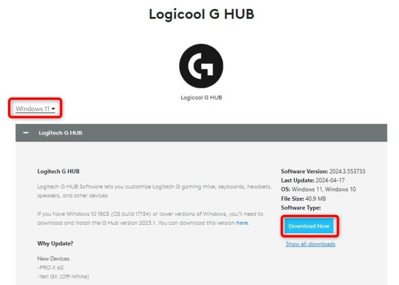 Logicool 公式サイトでインストーラをダウンロード